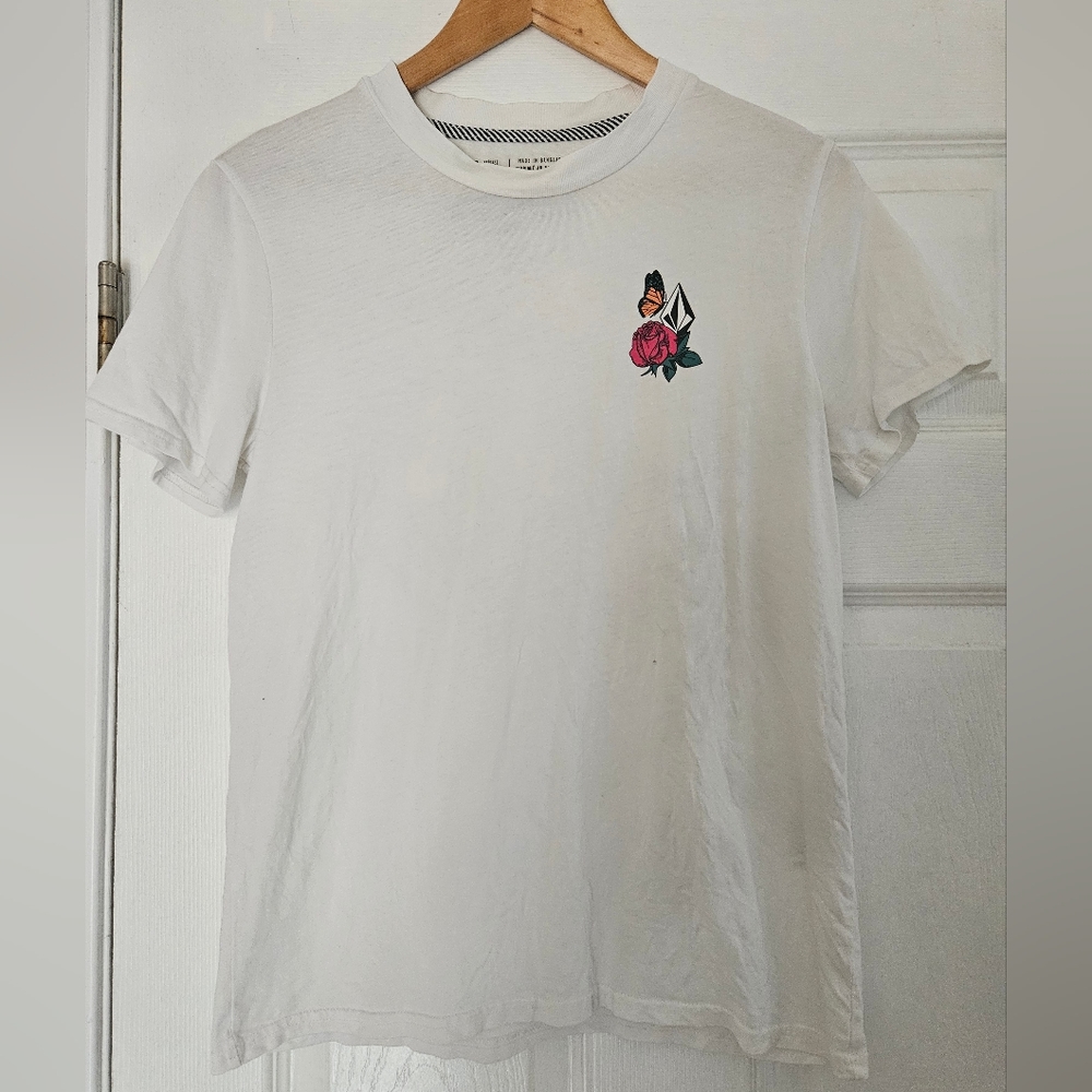 Volcom Stone Women's White 100% Cotton T-shirt Size XS